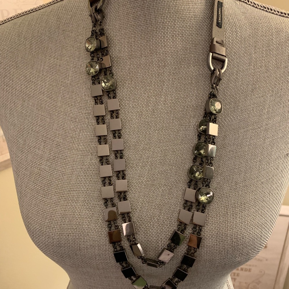 Gorgeous MaxMara metal/fabric/crystal necklace